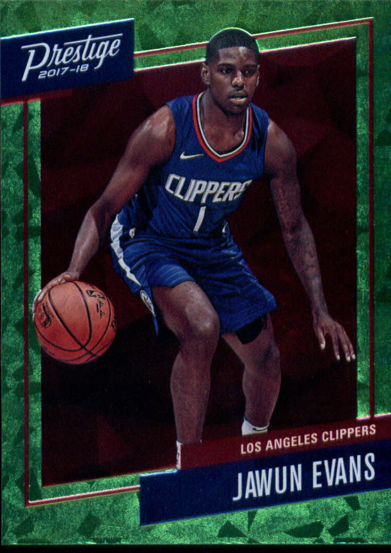 2017-18 Panini Prestige Micro Etch Rookies Bright Green Cracked Ice #37 Jawun Evans Los Angeles Clippers
