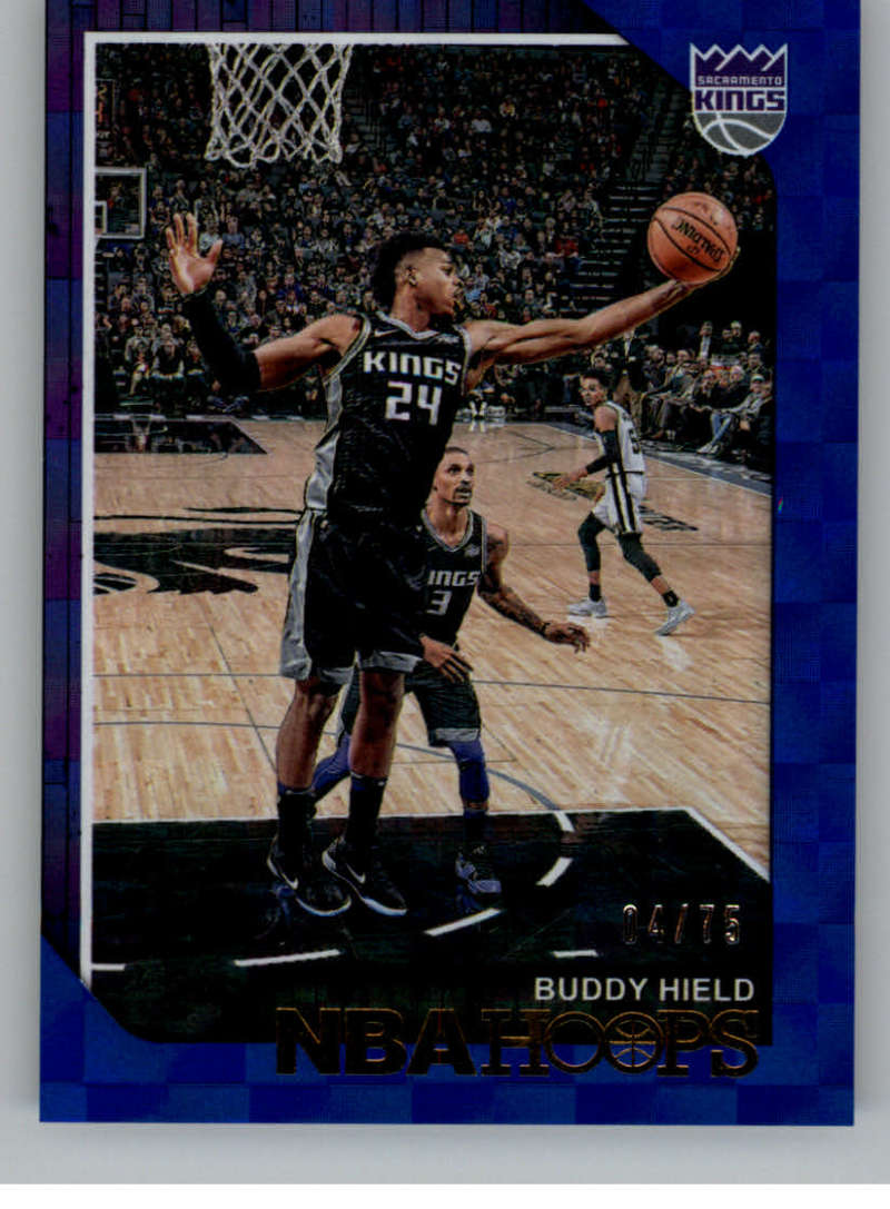 2018-19 NBA Hoops Blue Checkerboard #17 Buddy Hield SER75 Sacramento Kings  Official Basketball card made by Panini (stock photos used)