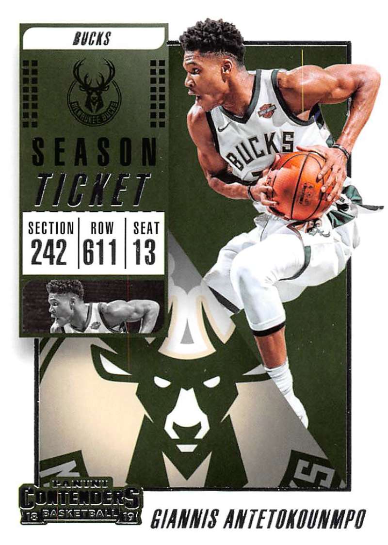 2018-19 NBA Contenders Season Ticket #11 Giannis Antetokounmpo Milwaukee Bucks  Official Basketball Card made by Panini