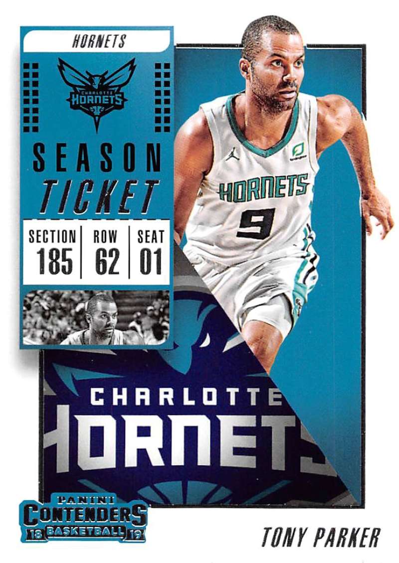 2018-19 NBA Contenders Season Ticket #14 Tony Parker Charlotte Hornets  Official Basketball Card made by Panini