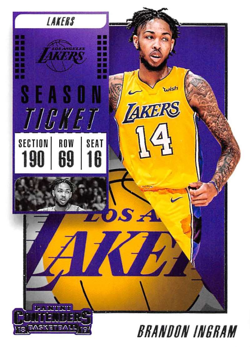 2018-19 NBA Contenders Season Ticket #40 Brandon Ingram Los Angeles Lakers  Official Basketball Card made by Panini