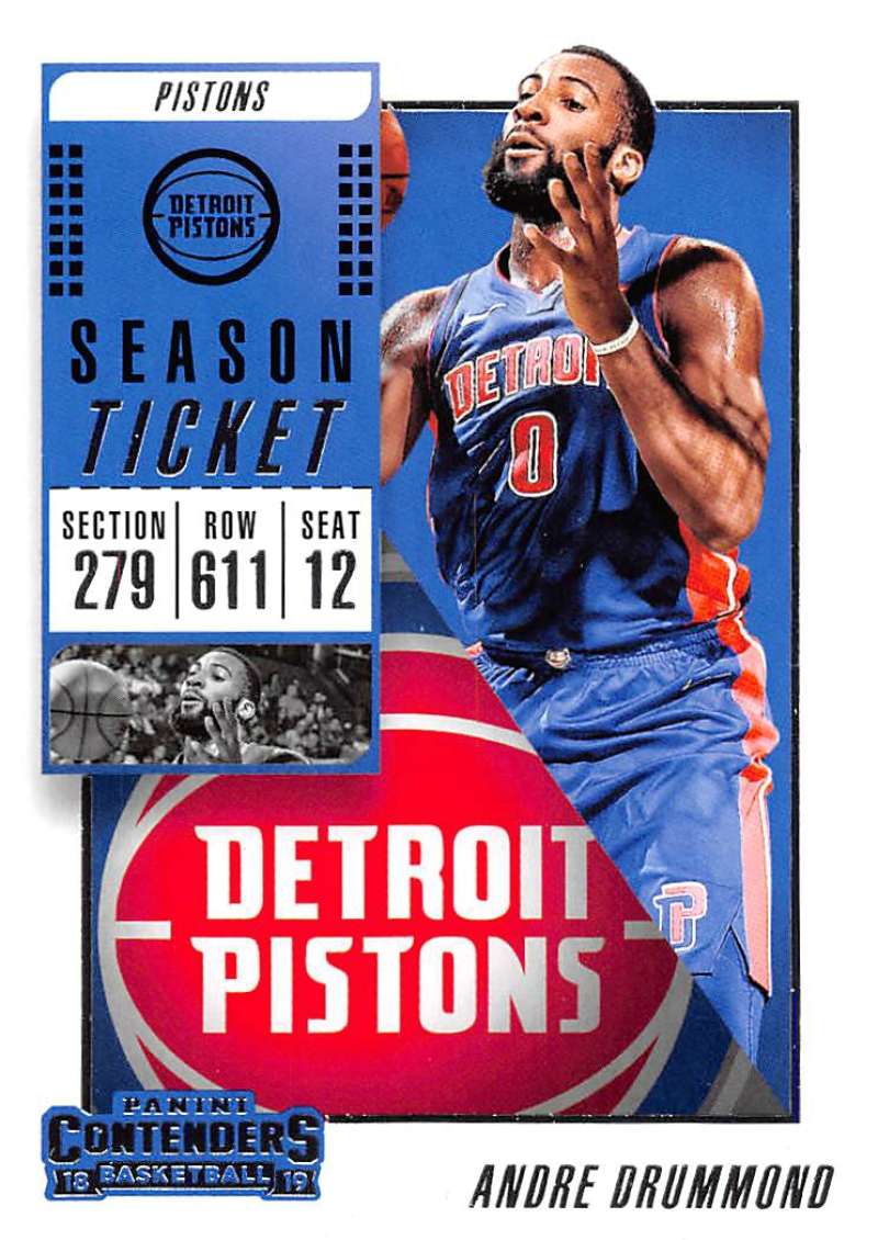 2018-19 NBA Contenders Season Ticket #76 Andre Drummond Detroit Pistons  Official Basketball Card made by Panini