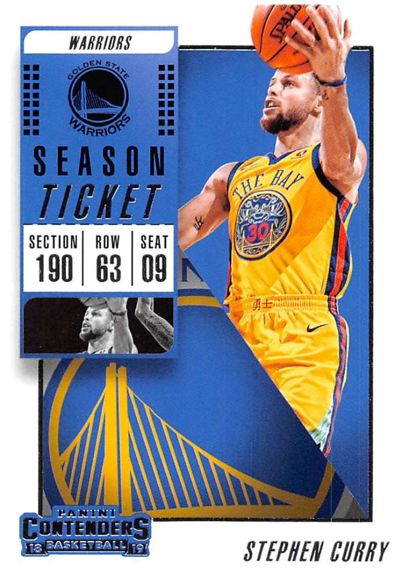 2018-19 NBA Contenders Season Ticket #86 Stephen Curry Golden State Warriors  Official Basketball Card made by Panini