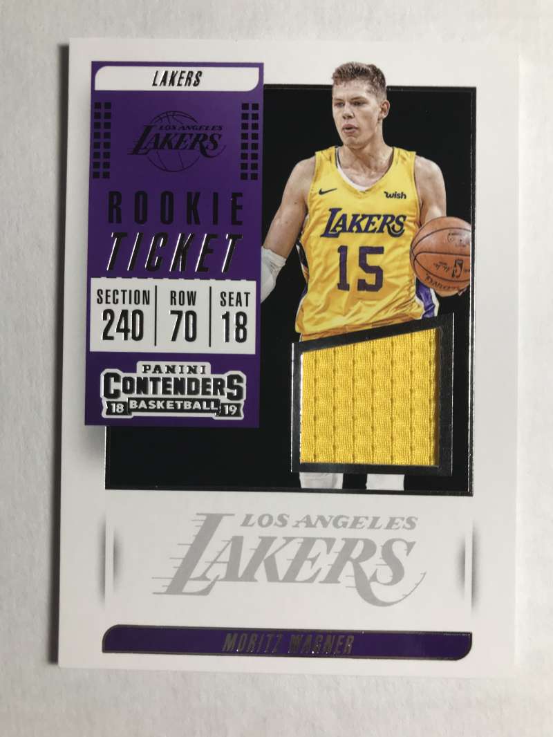 2018-19 Panini Contenders Rookie Ticket Swatch #35 Moritz Wagner RC Jersey Game Used Los Angeles Lakers  NBA Basketball Trading Card