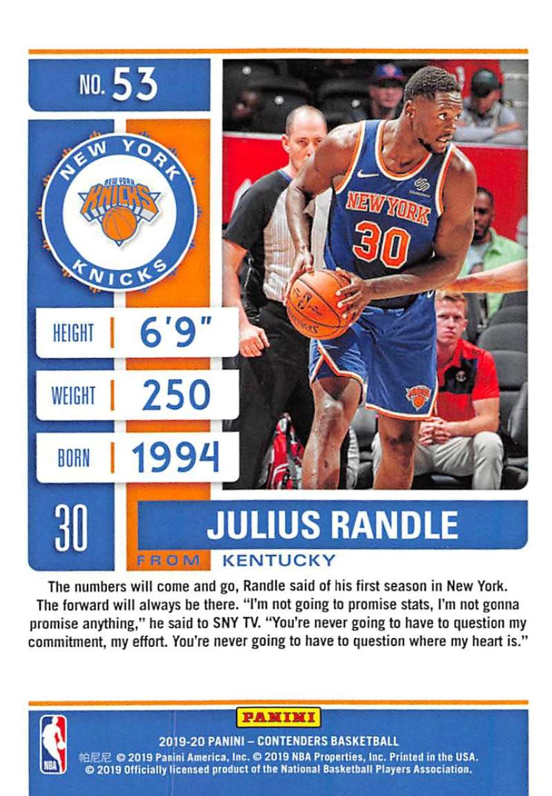 2019-20 Panini Contenders Season Ticket #53 Julius Randle Knicks NM-MT