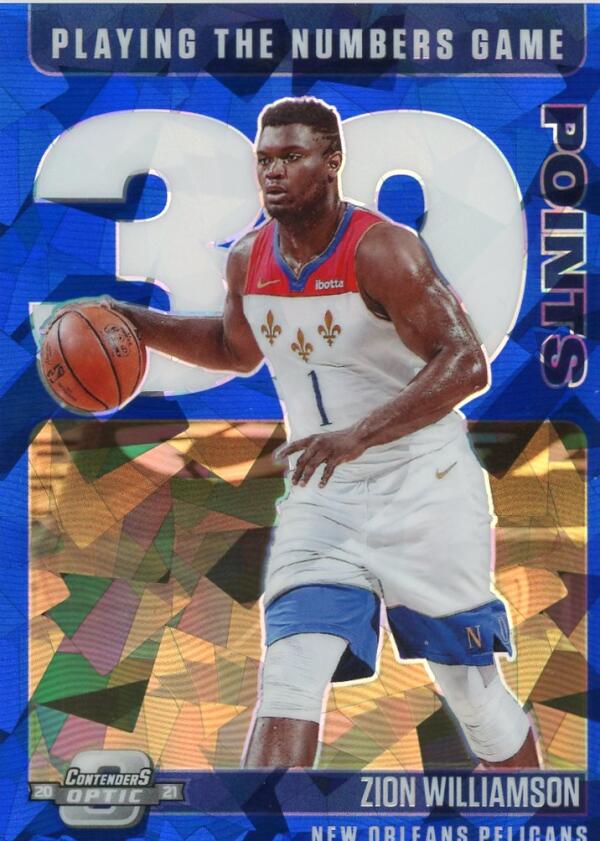 2020-21 Panini Contenders Optic Playing the Numbers Game Blue Cracked Ice