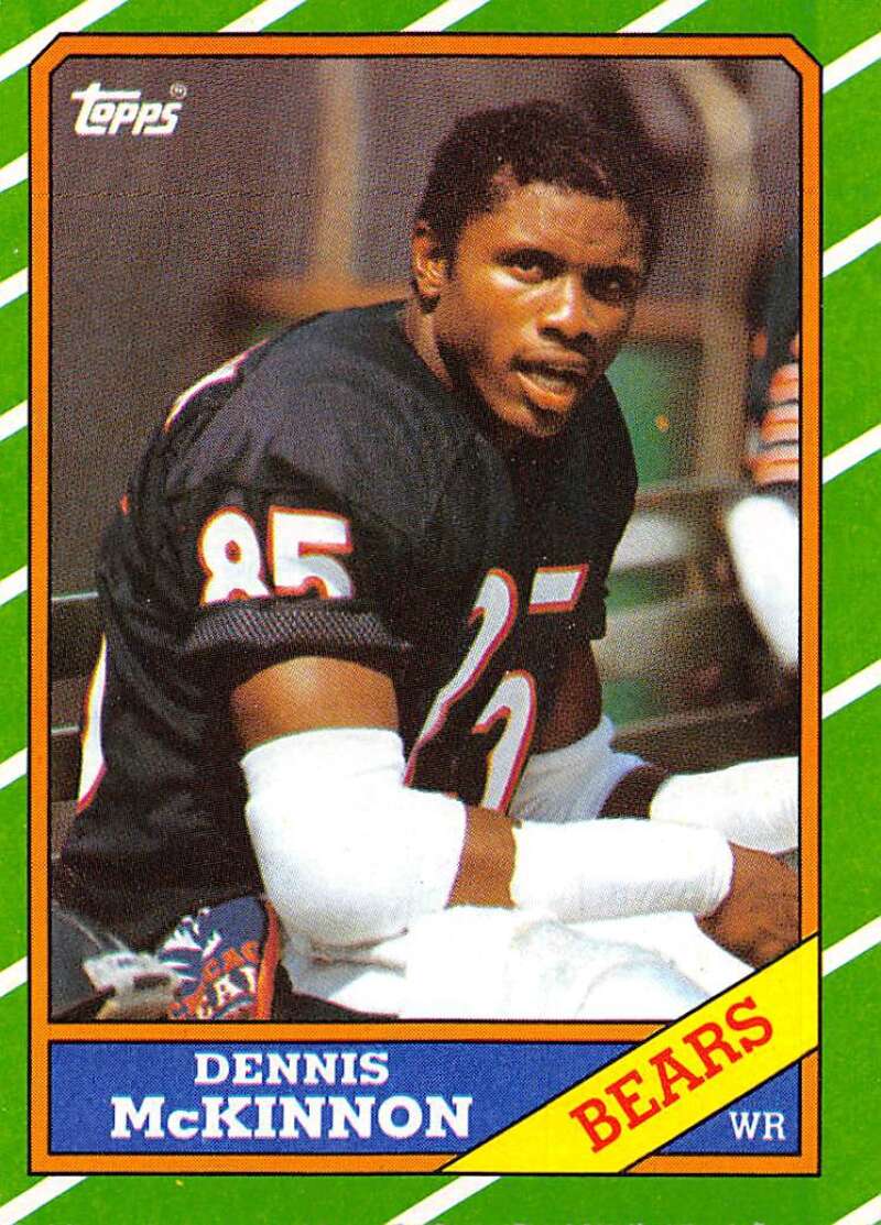 1986 Topps Football #14 Dennis McKinnon RC Rookie Chicago Bears  Official NFL Trading Card (Stock Photo Used - Near Mint or better Guaranteed)
