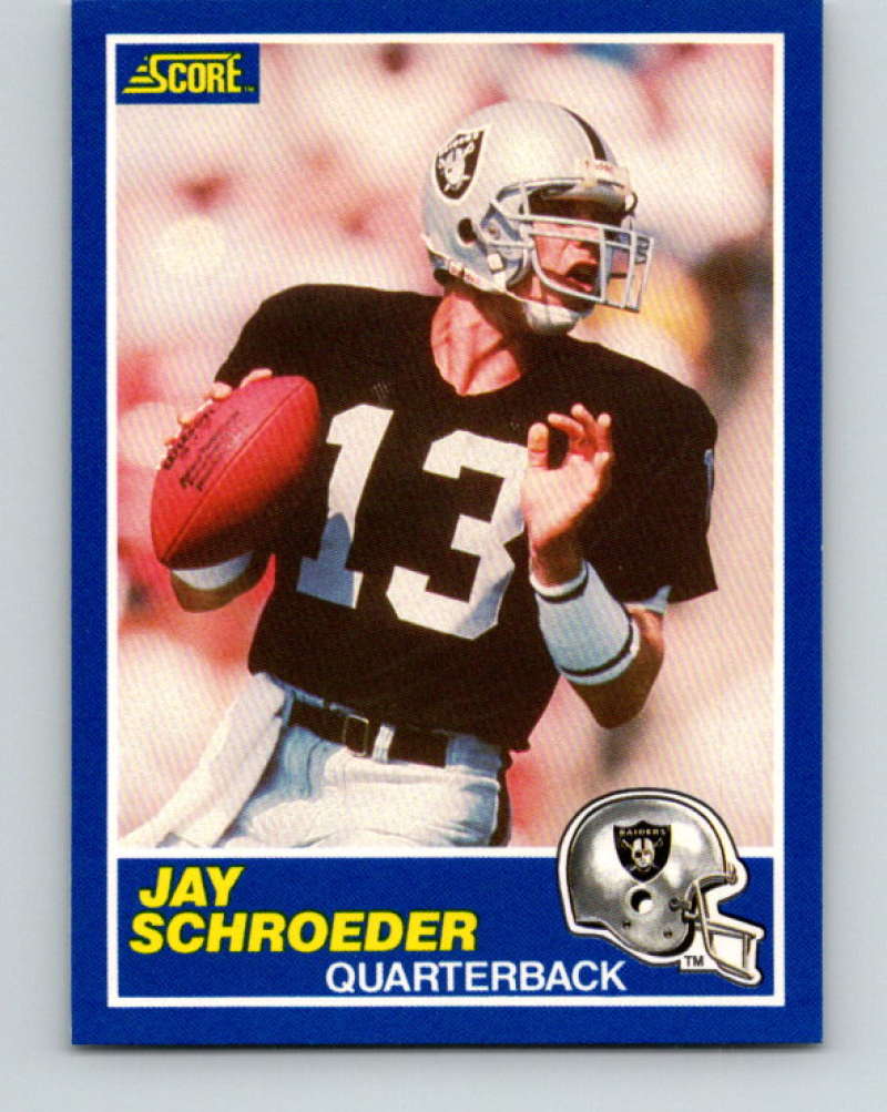 1989 Score Football #30 Jay Schroeder Los Angeles Raiders Official NFL Trading Card From the Premiere Score Set