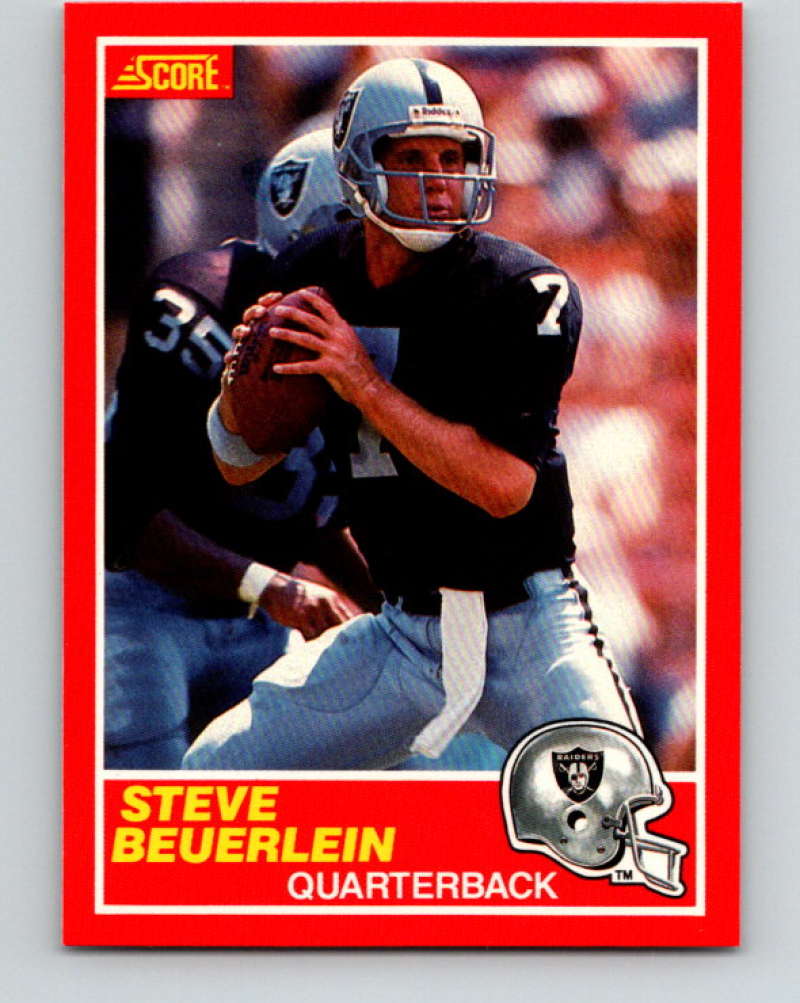 1989 Score Football #200 Steve Beuerlein RC Rookie Card Los Angeles Raiders Official NFL Trading Card From the Premiere 