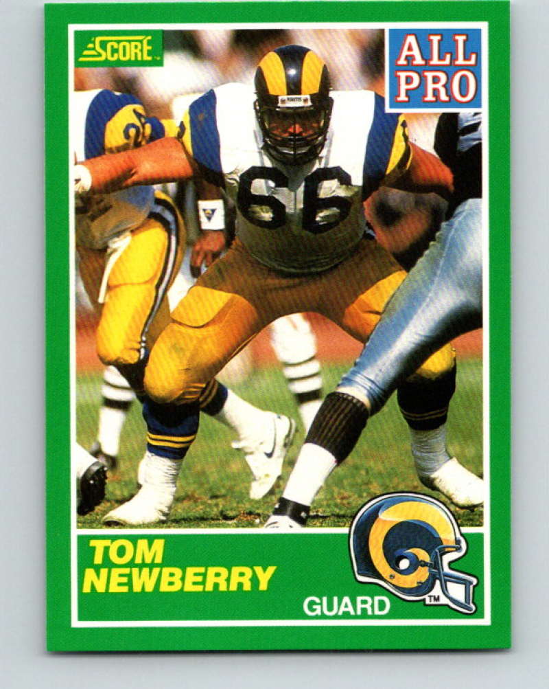 1989 Score Football #302 Tom Newberry Los Angeles Rams AP Official NFL Trading Card From the Premiere Score Set
