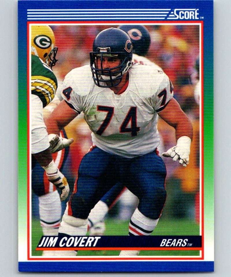 1990 Score Football #73 Jim Covert Chicago Bears  Official NFL Trading Card (from Factory Set Break)