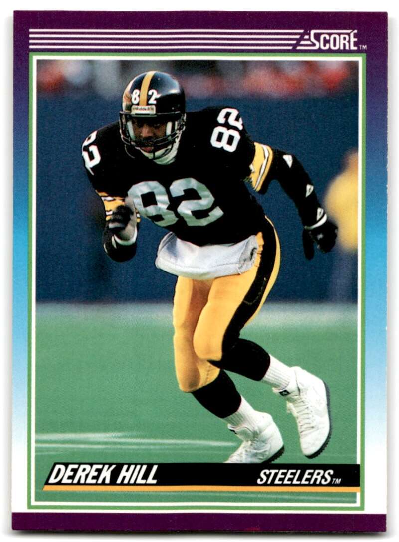 1990 Score Football #142 Derek Hill RC Rookie Pittsburgh Steelers  Official NFL Trading Card (from Factory Set Break)