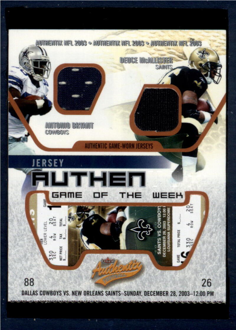 2003 Fleer Authentix Jersey Authentix Game of the Week Ripped