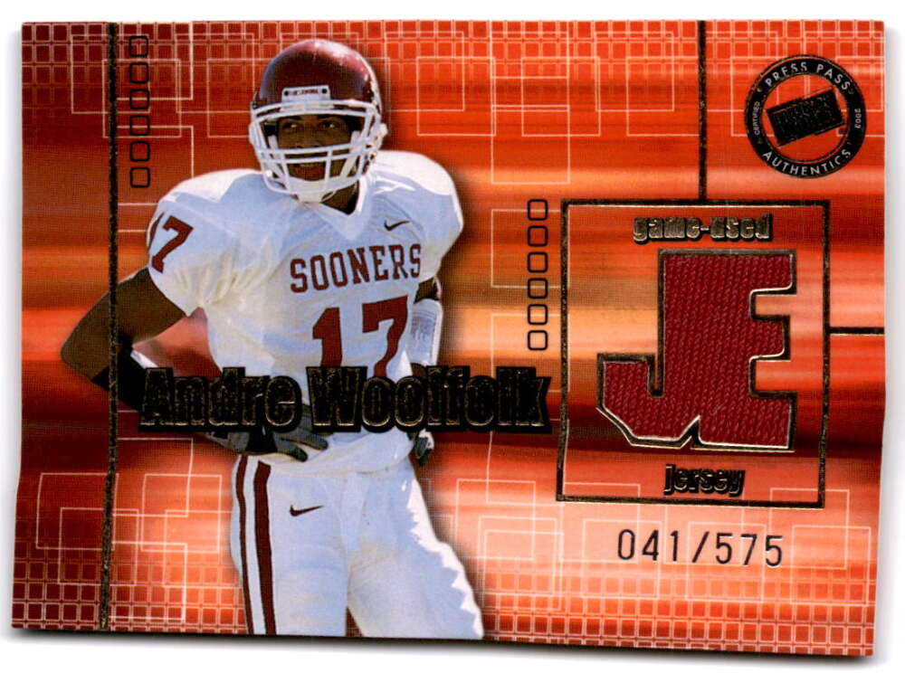 2003 Press Pass JE Game Used Jerseys Gold