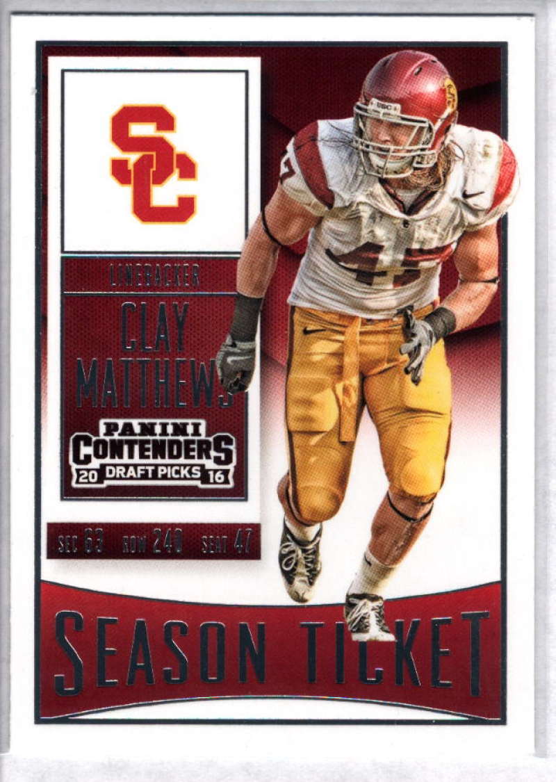 2016 Contenders Draft Picks Football Season Ticket #23 Clay Matthews USC Trojans  Official NCAA Trading Card made by Panini