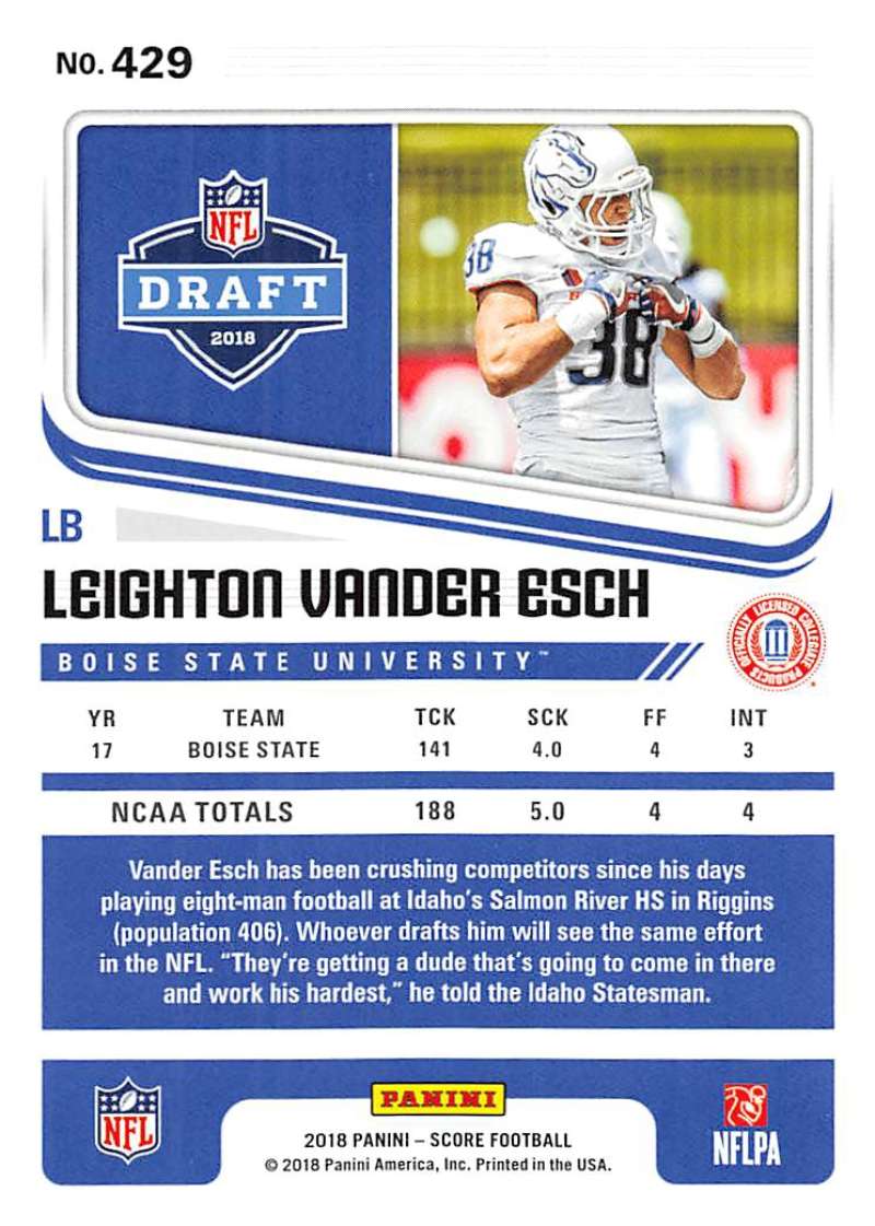 2018 Score Silver Scorecard #429 Leighton Vander Esch Boise State Broncos Rookie RC Football Card