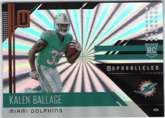 2018 Unparalleled Football Shine #251 Kalen Ballage Miami Dolphins Rookie RC Rookie NFL Trading Card made by Panini