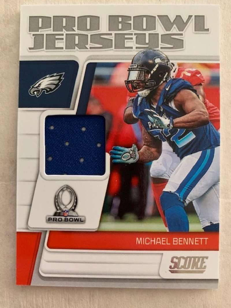 2019 Score Pro Bowl Jerseys PB-3 Michael Bennett Swatch Philadelphia Eagles  Official NFL Panini Football Memorabilia Trading Card RETAIL EXCLUSIVE RA