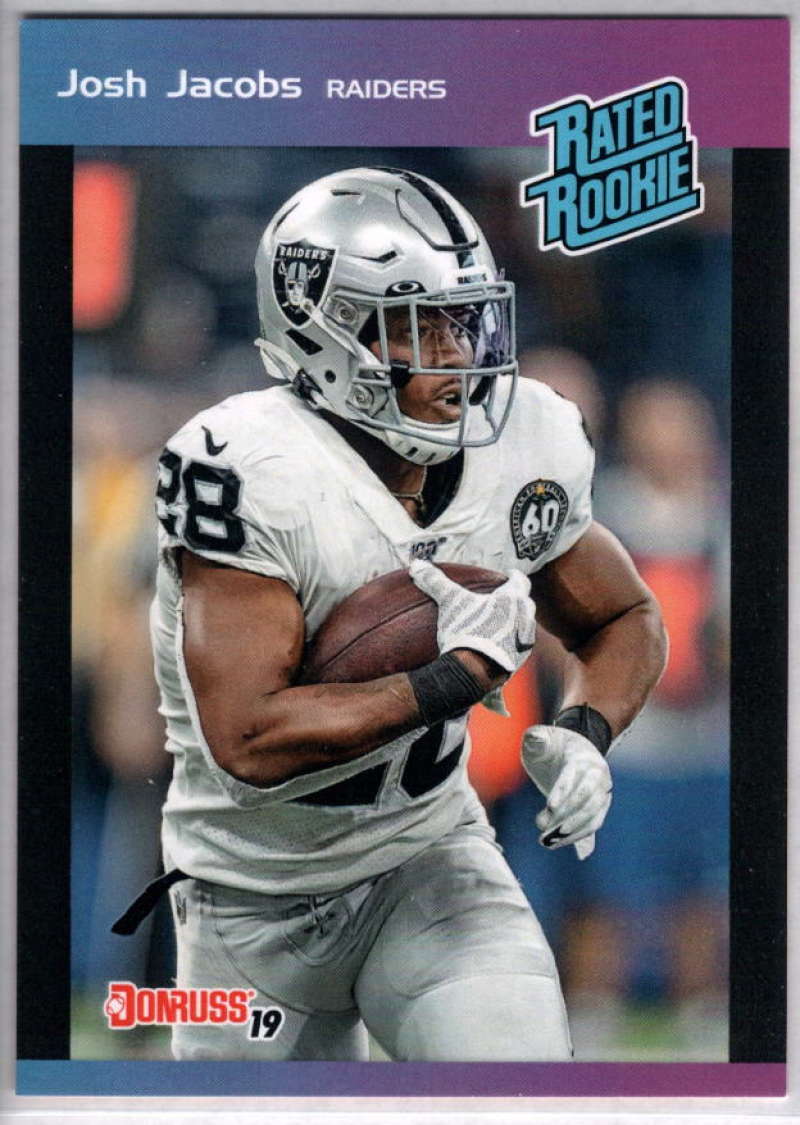 2019 Donruss Rated Rookie 1989 Instant Football #7 Josh Jacobs RC Rookie Oakland Raiders  Official Panini America NFL Trading Card 1 of 280 Produced