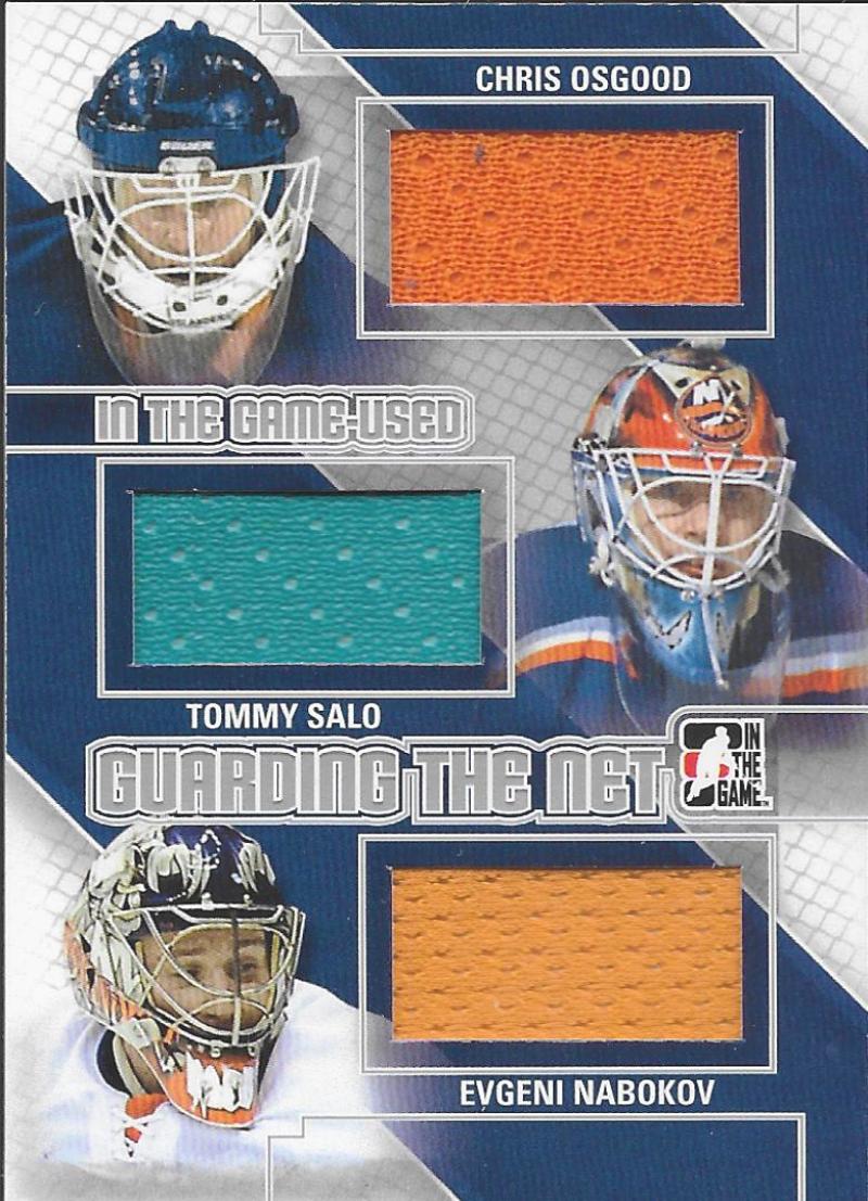2013-14 In The Game Game Used Guarding the Net Triple Jerseys Silver