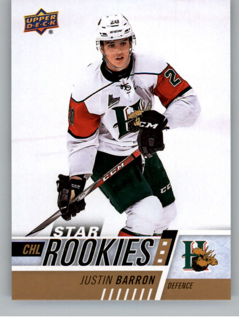 2017-18 Upper Deck CHL #336 Justin Barron RC Rookie SP Halifax Mooseheads Star Rookies Canadian Hockey League Card