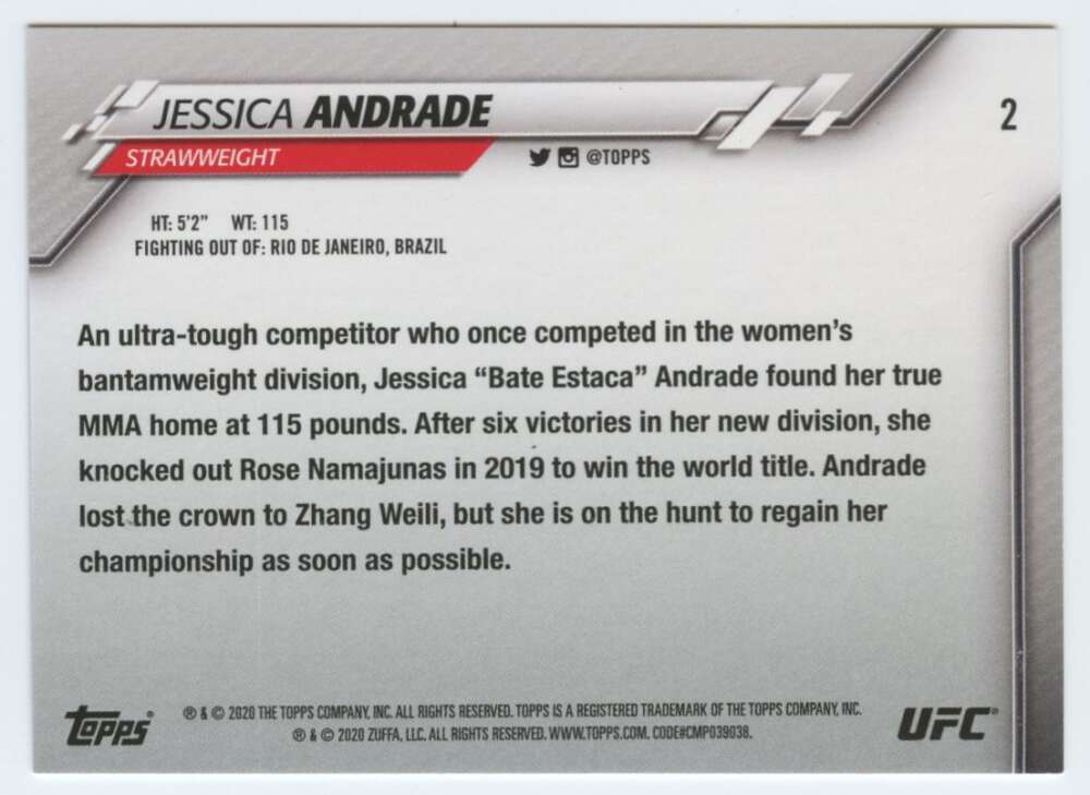 Mixed Martial Arts Trading Card 2020 Topps UFC MMA #3 Megan Anderson Featherweight Official Ultimate Fighting Championship