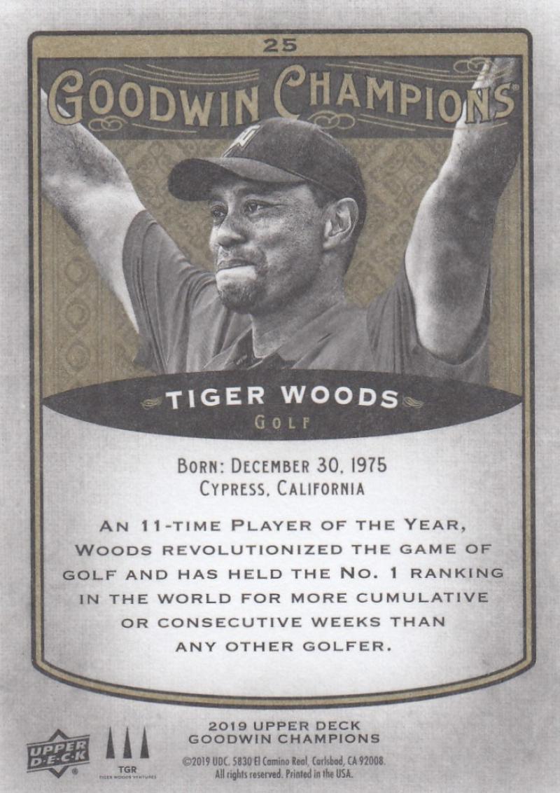 2019 UD Goodwin Champions Base #75 Tiger Woods