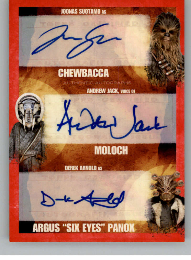 2018 Topps Star Wars Solo Movie Triple Autographs Imperial Red