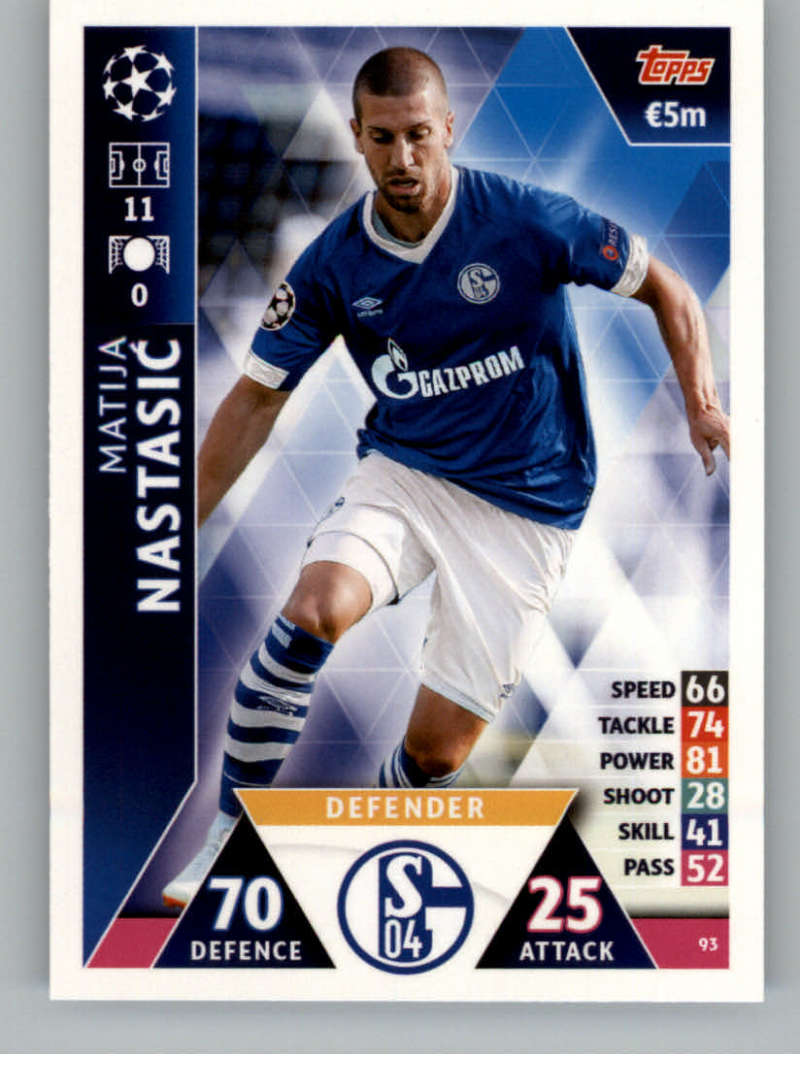 2018-19 Topps UEFA Champions League Match Attax #93 Matija Nastasic FC Schalke 04  Official Futbol Soccer Card