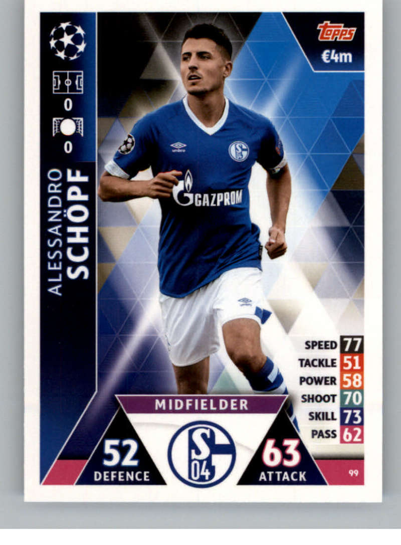 2018-19 Topps UEFA Champions League Match Attax #99 Alessandro Schopf FC Schalke 04  Official Futbol Soccer Card
