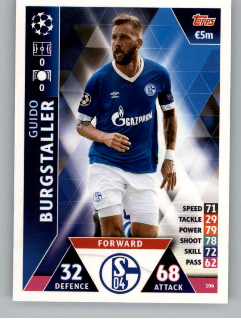 2018-19 Topps UEFA Champions League Match Attax #106 Guido Burgstaller FC Schalke 04  Official Futbol Soccer Card