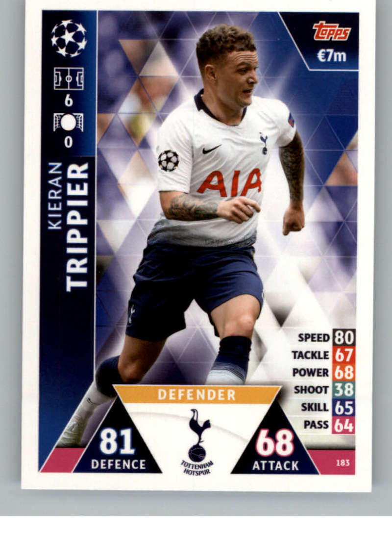 2018-19 Topps UEFA Champions League Match Attax #183 Kieran Trippier Tottenham Hotspur  Official Futbol Soccer Card