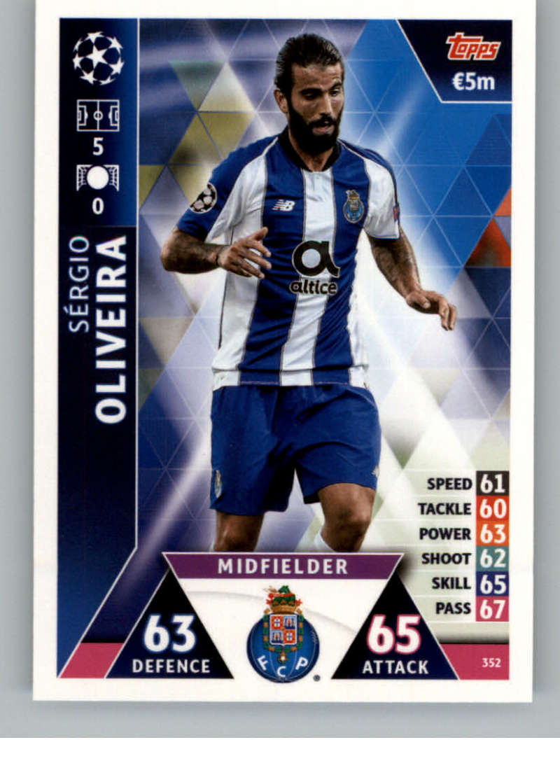 2018-19 Topps UEFA Champions League Match Attax #352 Sergio Oliveira FC Porto  Official Futbol Soccer Card