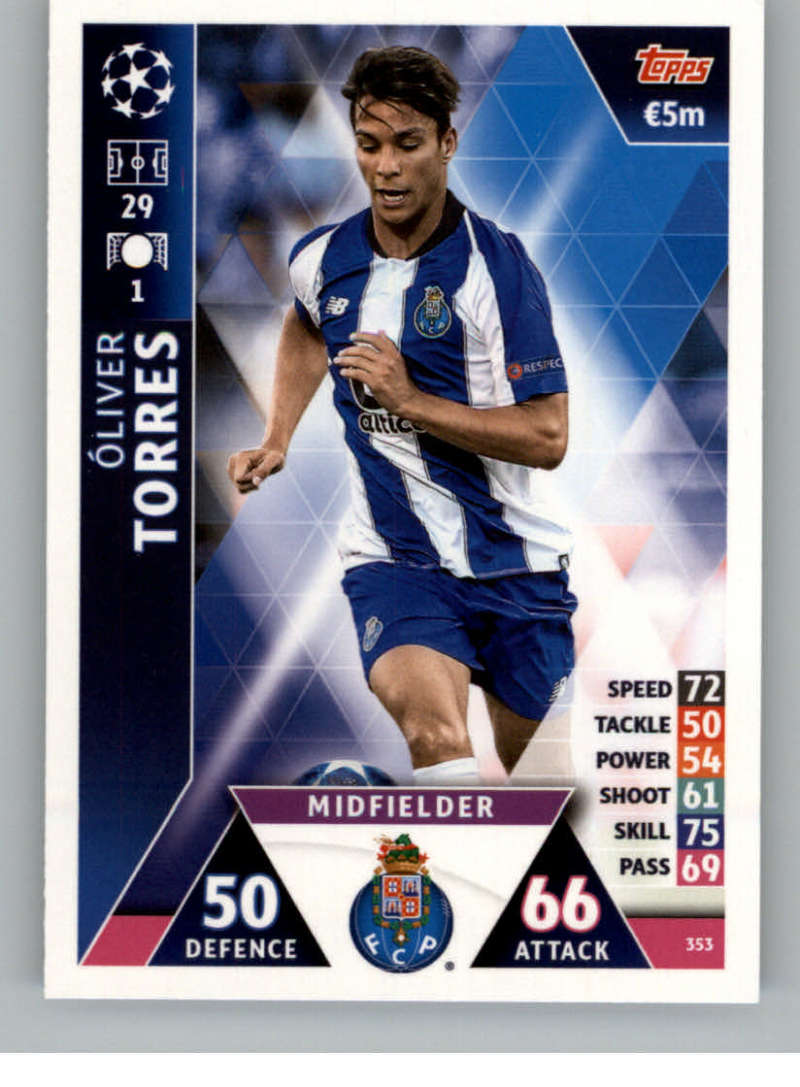 2018-19 Topps UEFA Champions League Match Attax #353 Oliver Torres FC Porto  Official Futbol Soccer Card