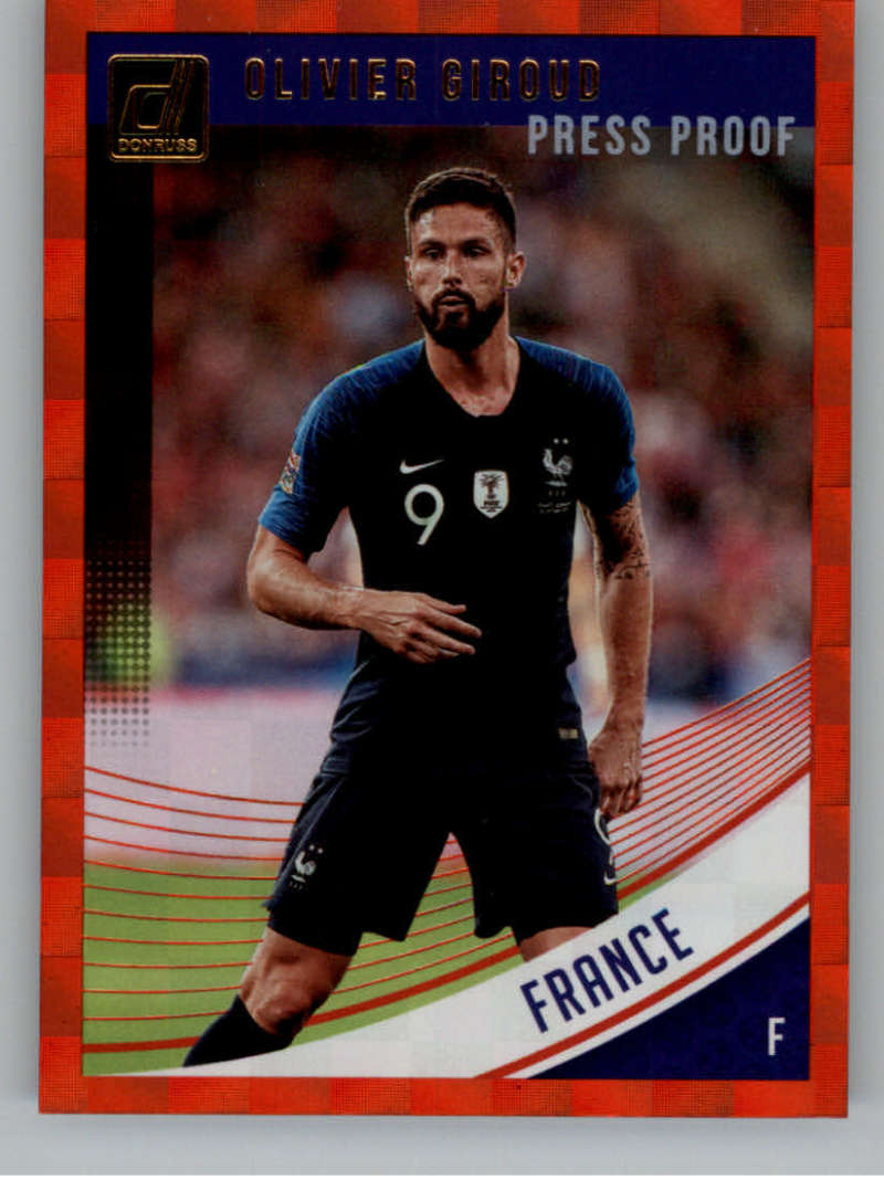 2018-19 Donruss Press Proof Red Soccer #130 Olivier Giroud France  Official Panini Soccer 2018-2019 Futbol Trading Card