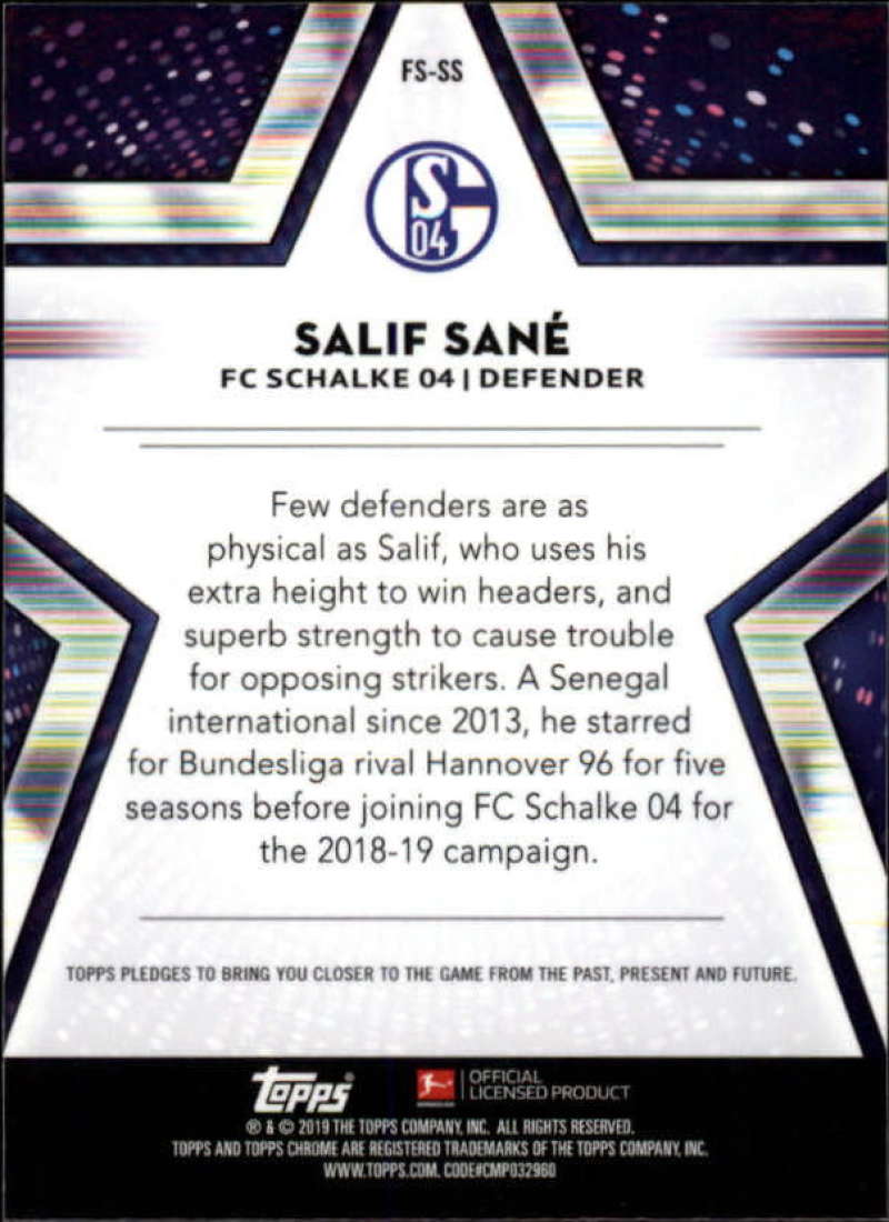 2019 Topps Chrome Bundesliga Salif Sane Schalke 04 Future Stars 