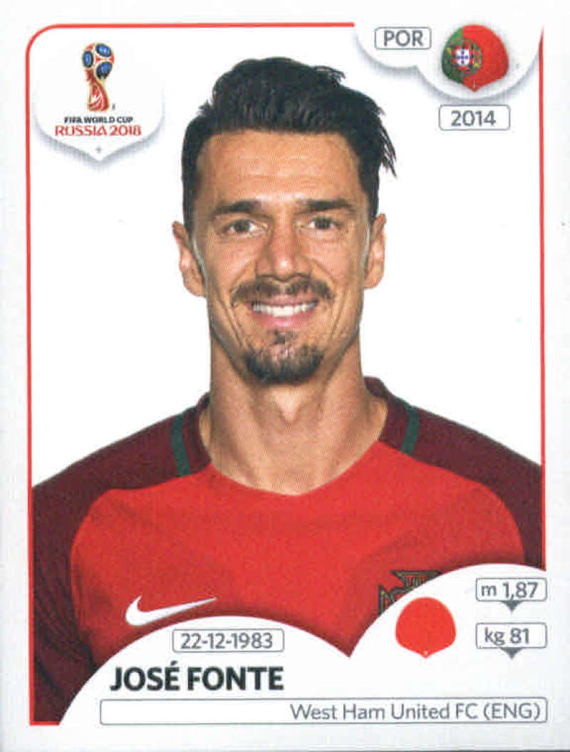 2018 Panini World Cup Stickers Russia #117 Jose Fonte Portugal Futbol Soccer Sticker