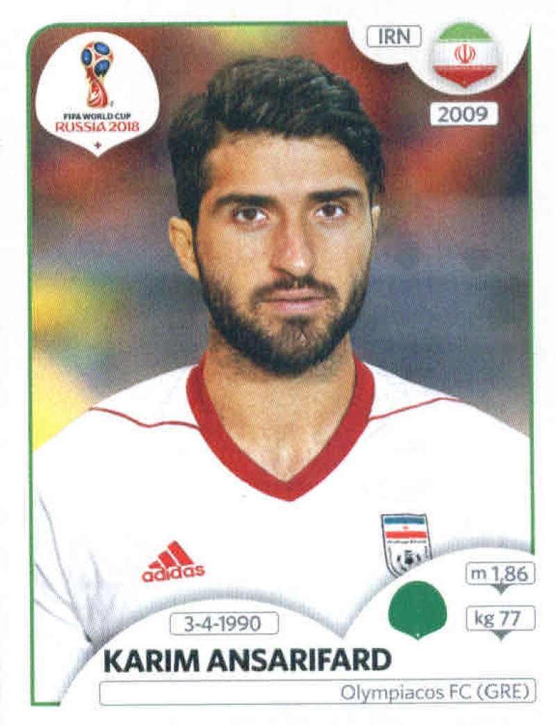 2018 Panini World Cup Stickers Russia #189 Karim Ansarifard Iran Futbol Soccer Sticker