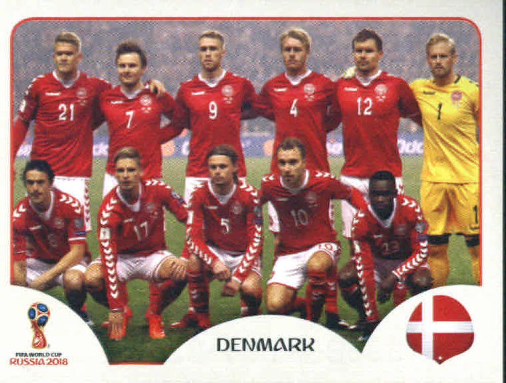 2018 Panini World Cup Stickers Russia #253 Team Photo Denmark Futbol Soccer Sticker