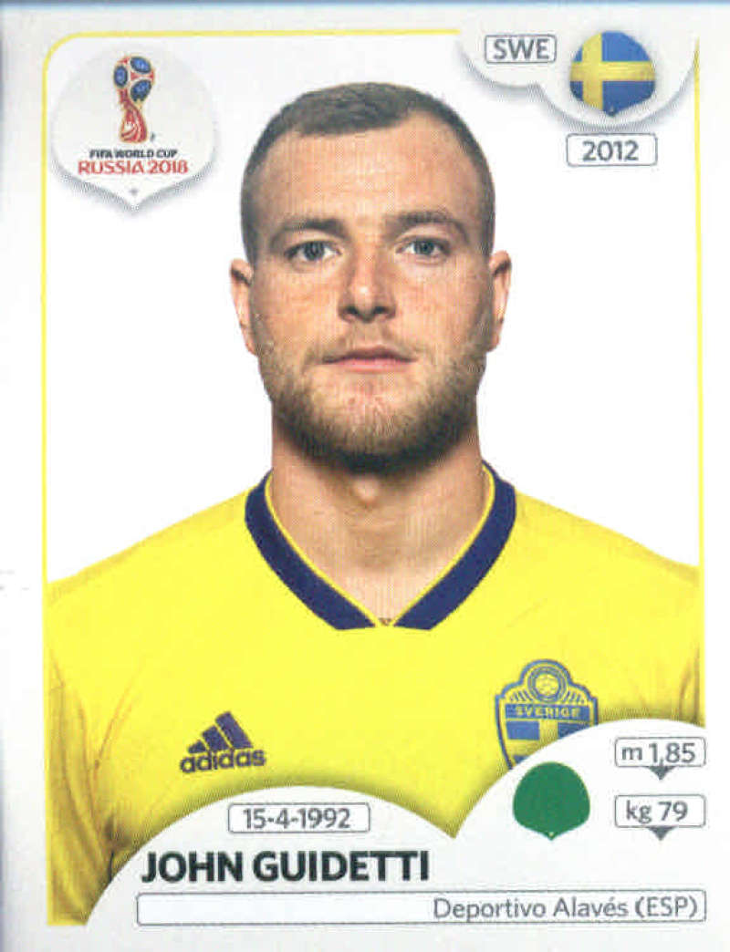 2018 Panini World Cup Stickers Russia #490 John Guidetti Sweden Soccer Sticker